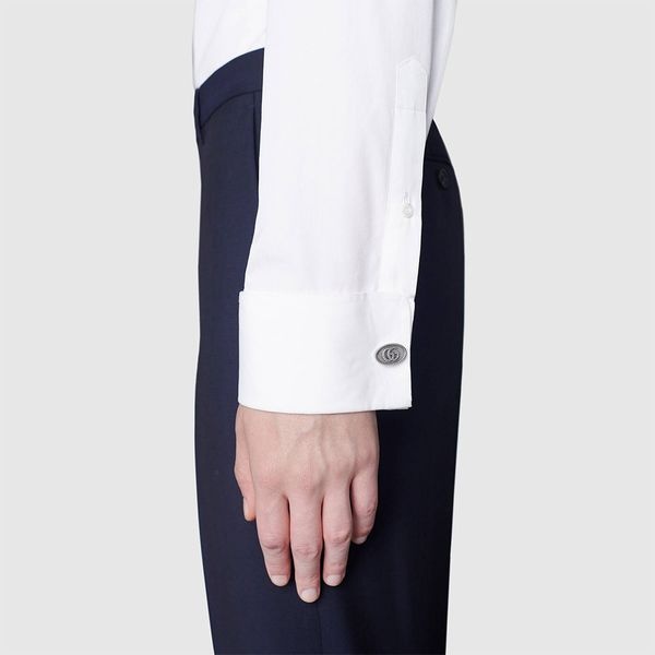 Gucci Sterling Silver Double G Cufflinks In White