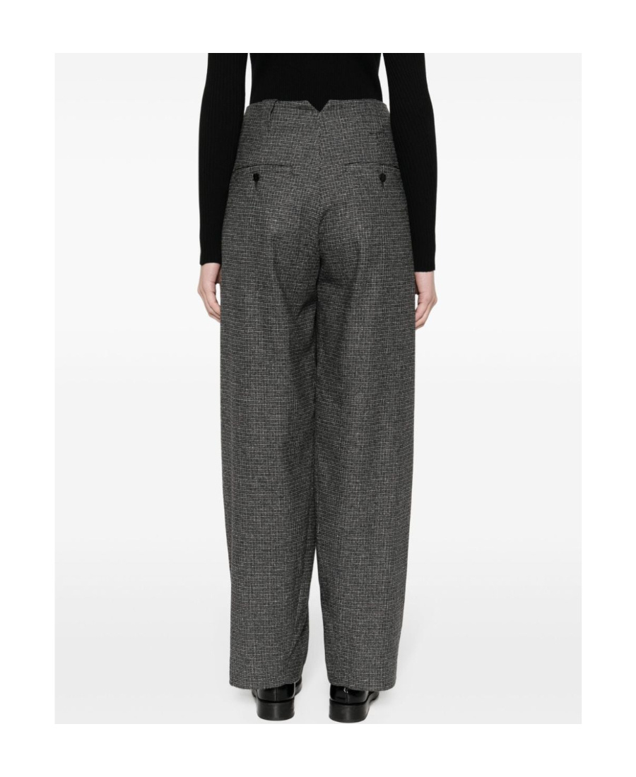 Closed Check-pattern Tapered Trousers In Black