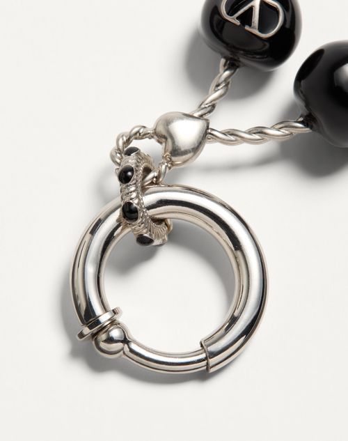 Valentino Garavani Garavani Chez Single Earring In Metal And Enamel In Black