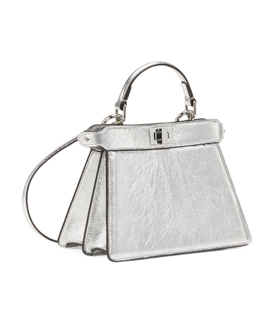 Fendi Luxurious Lamb Leather Crossbody Handbag In Argentopal For Women In White