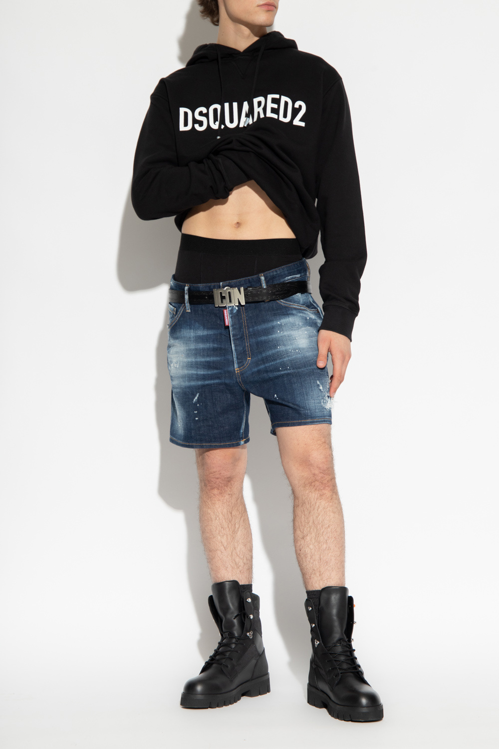 Shop Dsquared2 Logo-print Cotton Hoodie In Black