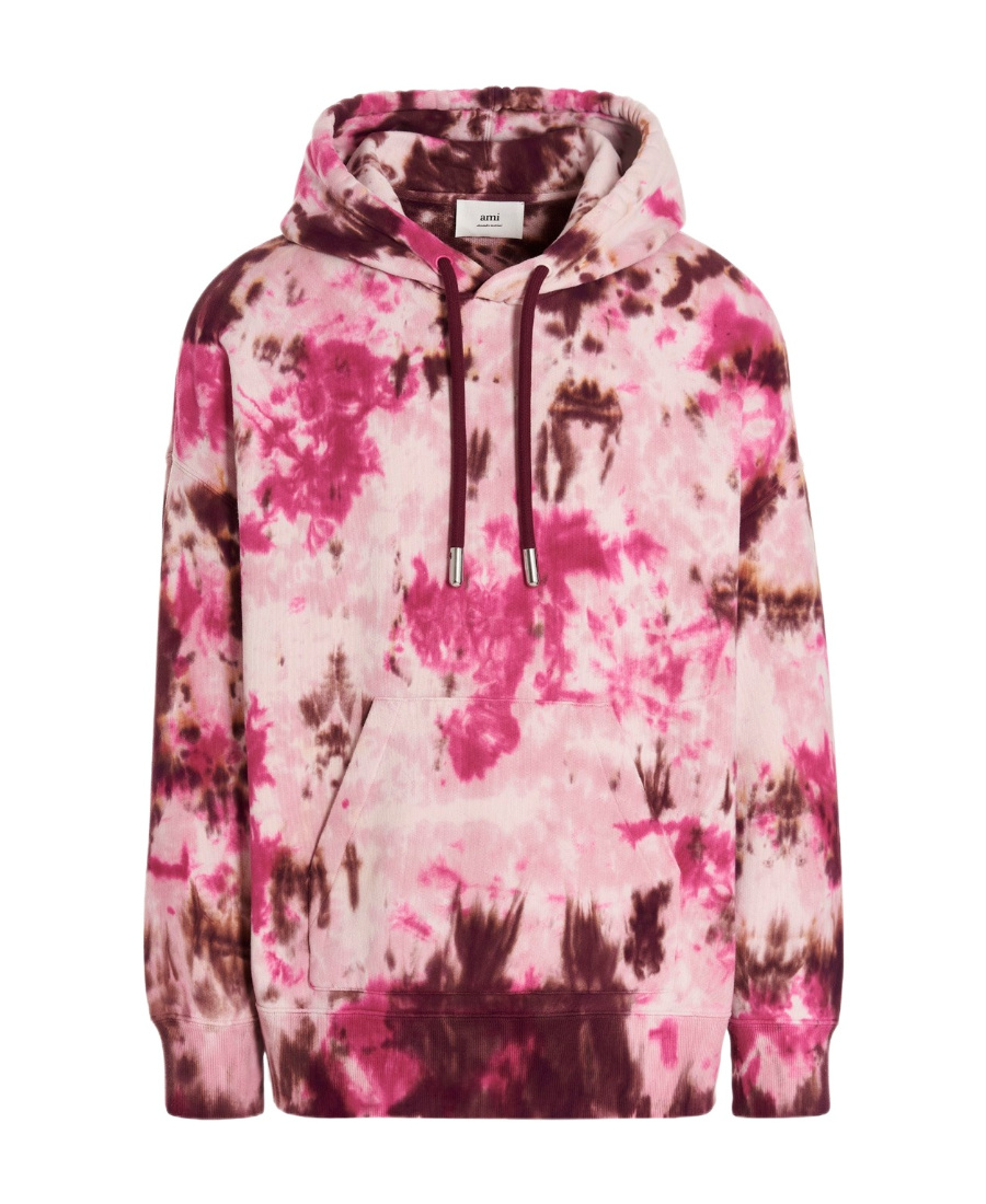 Ami Alexandre Mattiussi Tie Dye-print Cotton Hoodie In Pink