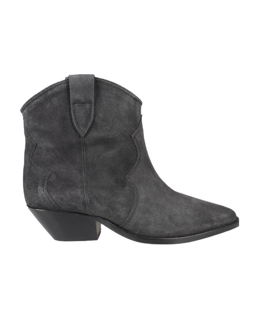 Isabel Marant Dewina Distressed Suede Ankle Boots In Black