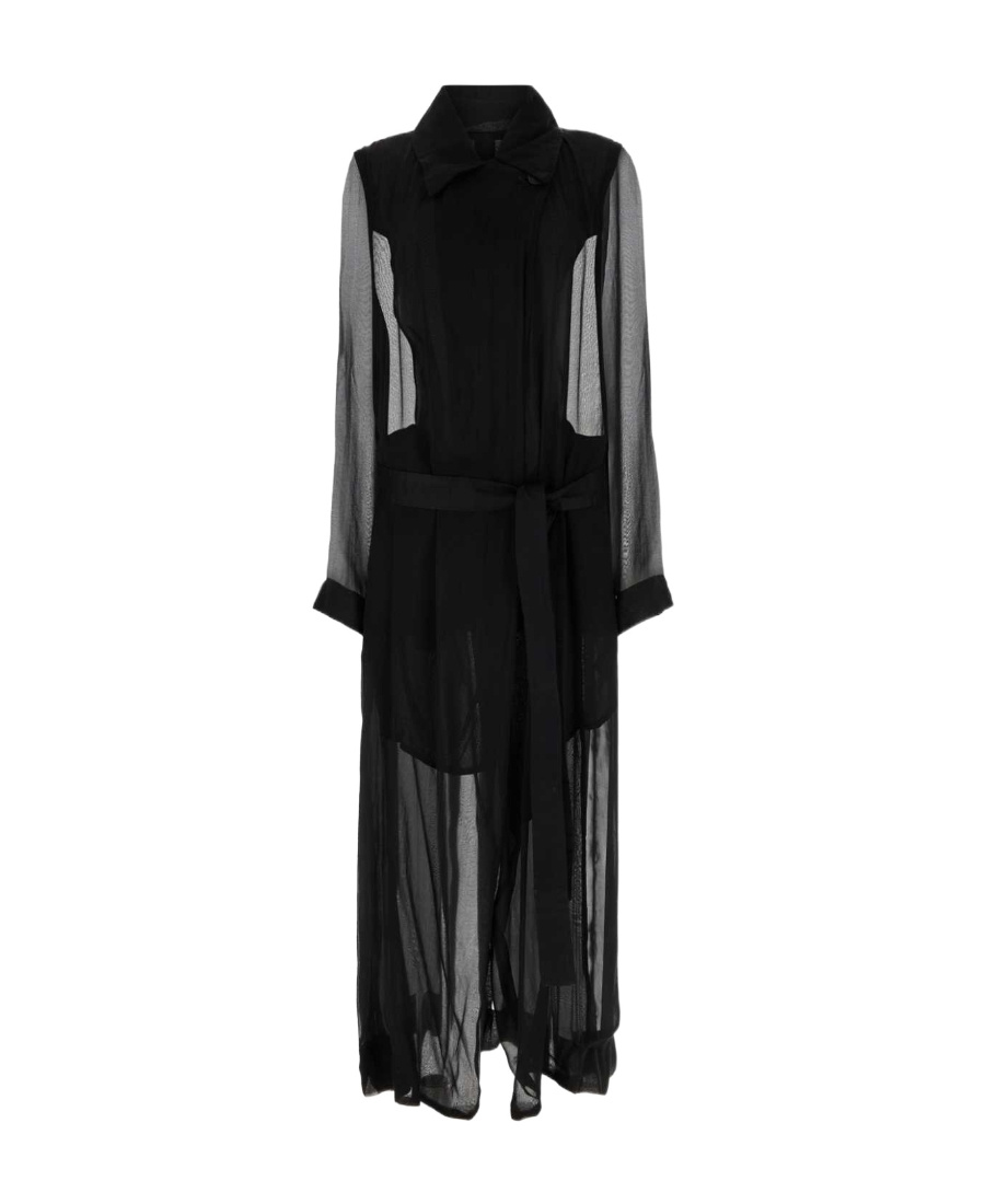 Ann Demeulemeester Georgine Trench With Back Slit And Detachable Belt In Black