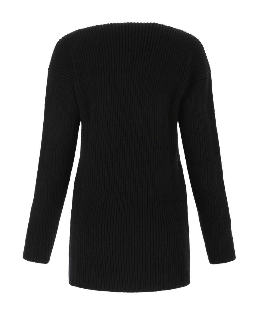Off-white Ribbed-knit Wool Jumper In Black