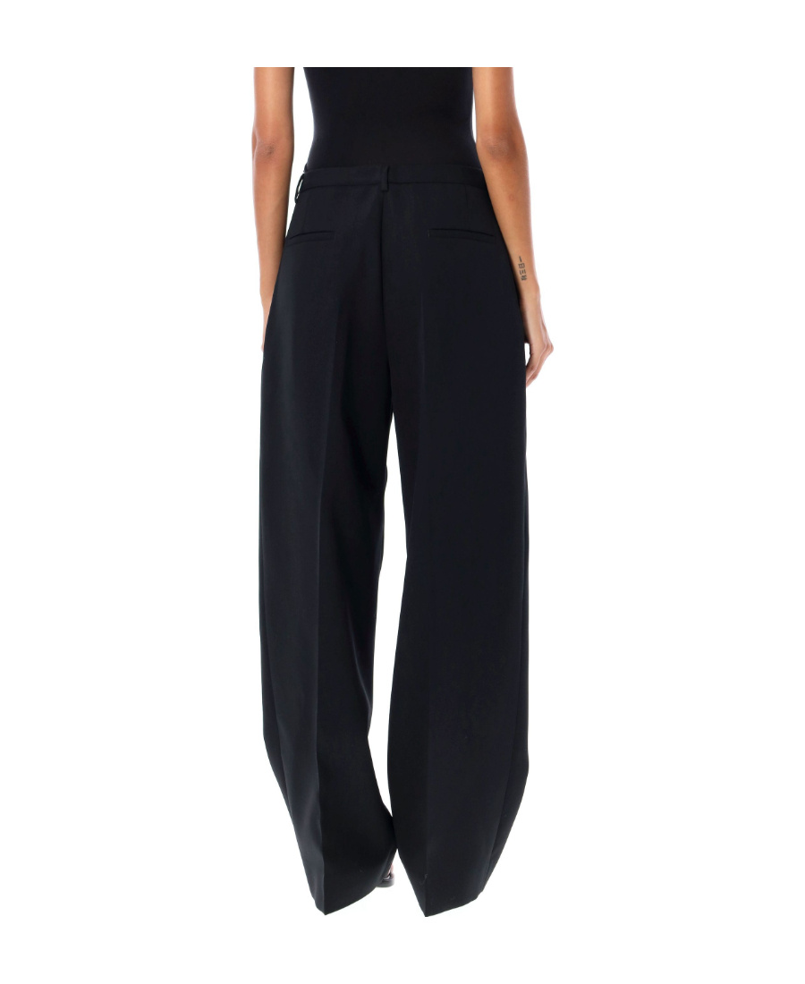 Jil Sander Pleated Cotton-wool Tailored Trousers In Black