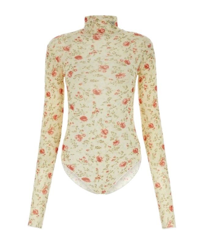 Prada Printed Nylon Bodysuit In Red