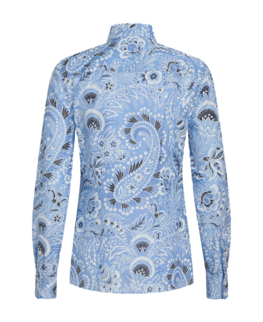 Etro Paisley-print Cotton Blend Shirt In Blue