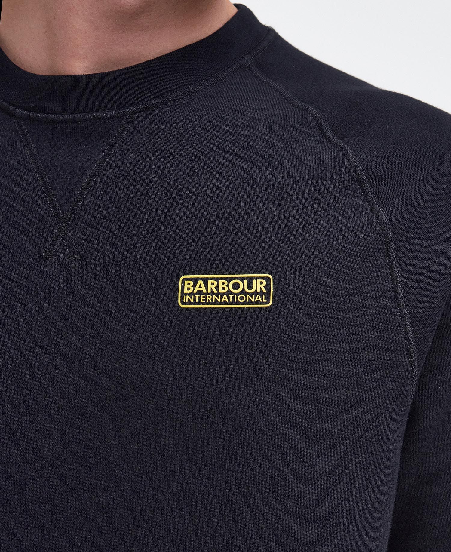 Shop Barbour Logo Detailed Long Sleeved Crewneck Sweatshirt In Black