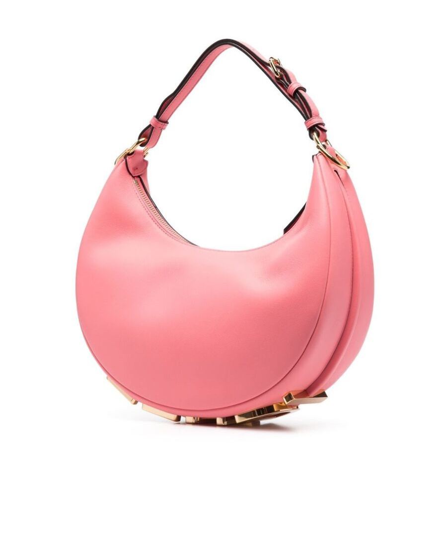 Fendi Logo-lettering Leather Bag In Pink