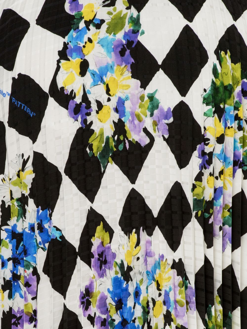Off-white Floral-print Checked Skirt In Multicolor
