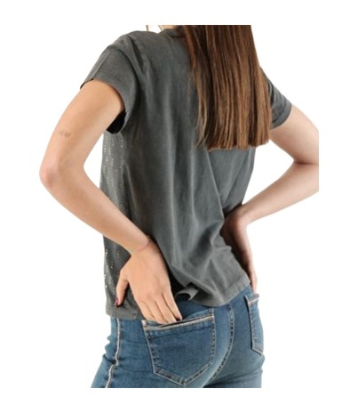 Patrizia Pepe T-shirt With Vintage Effect Studs In Black