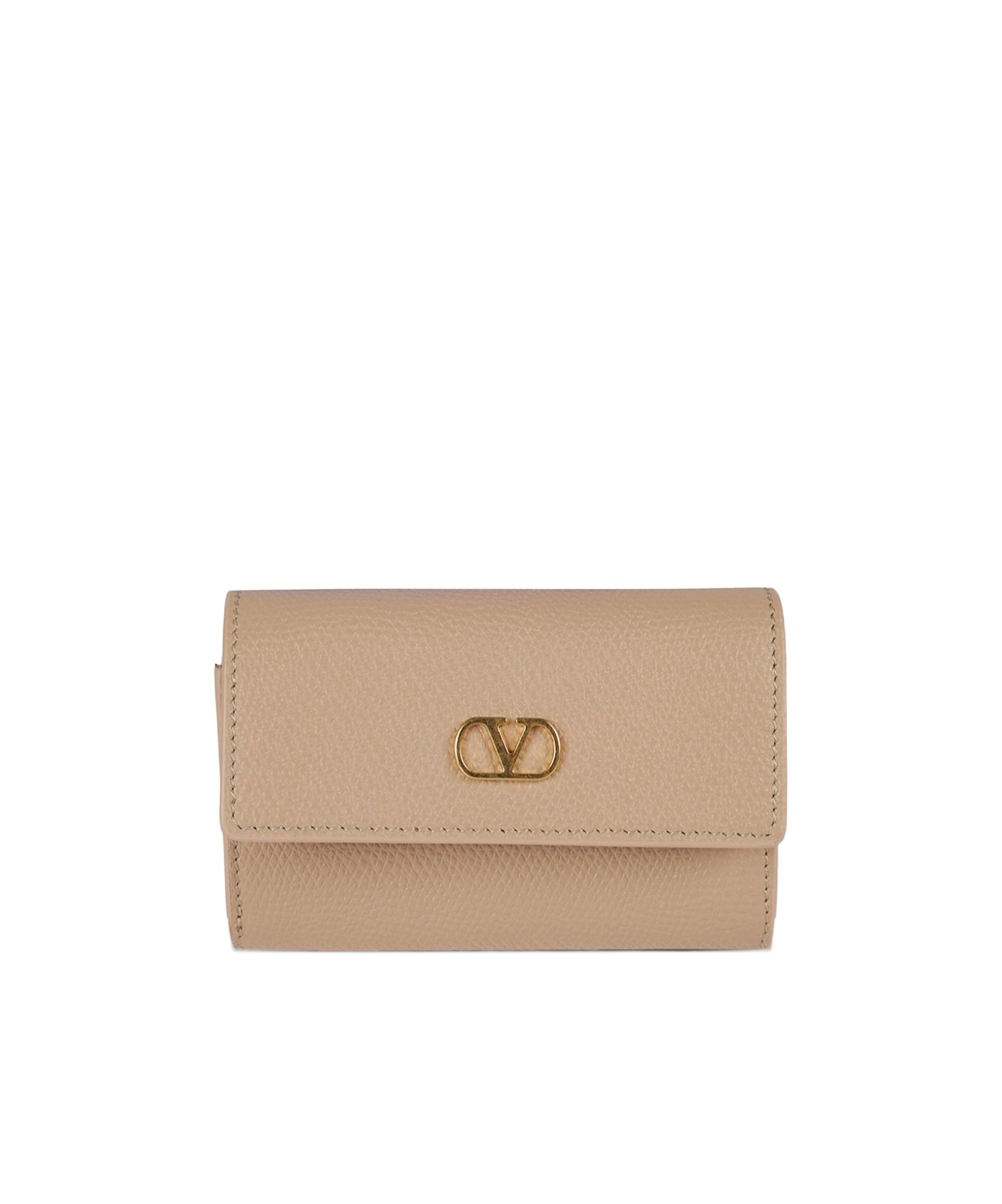 Valentino Logo-plaque Leather Wallet In Neutral