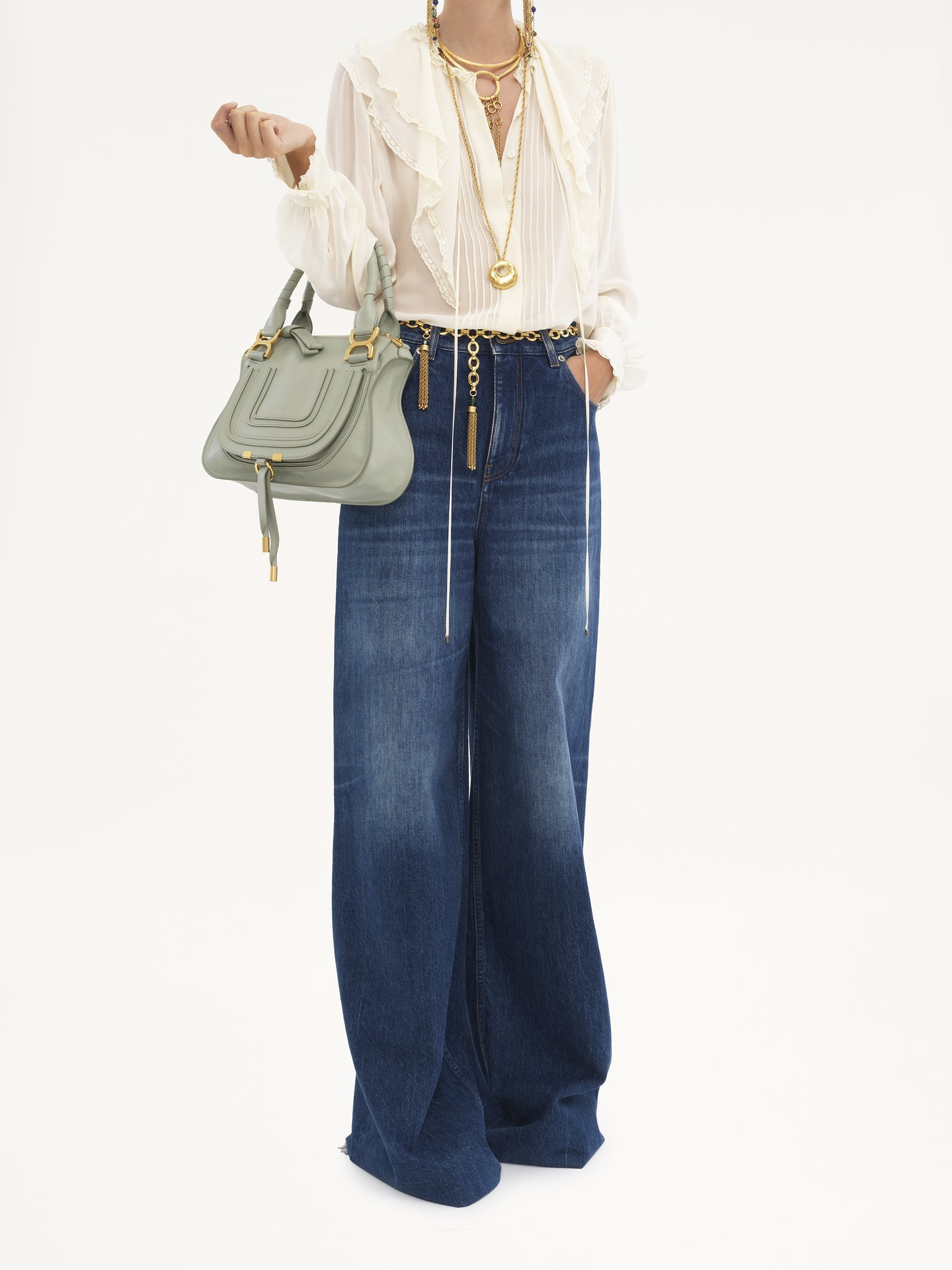 Chloé Small Marcie Top-handle Bag In Gray