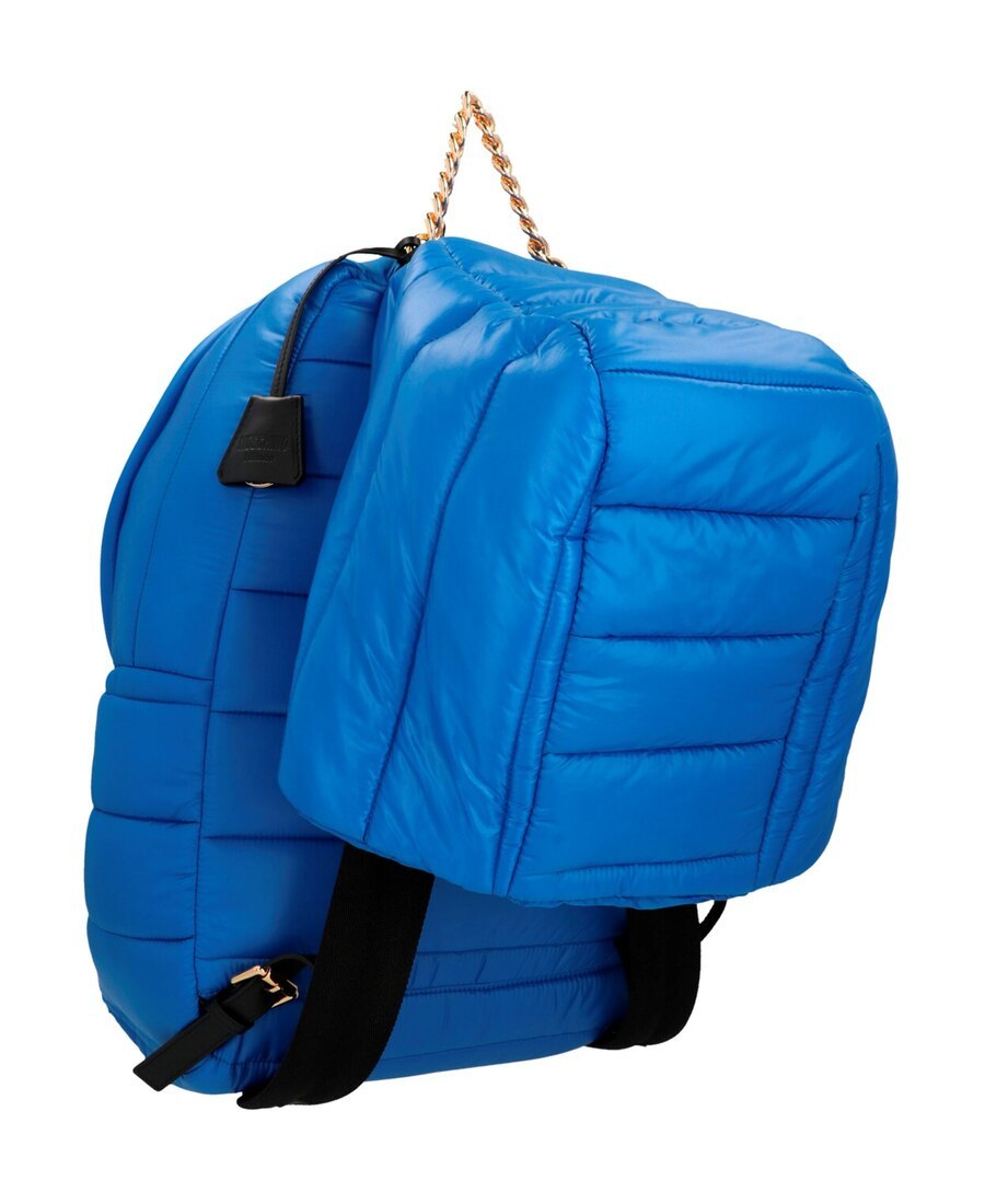 Moschino Quilted Small Backpack In Blue