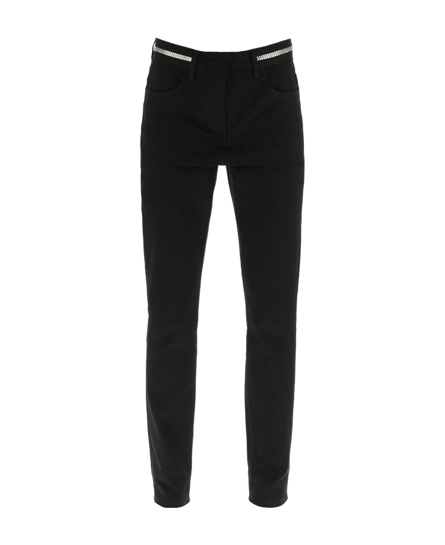 Givenchy Slim Leg Mini Skirt Effect Jeans In Black