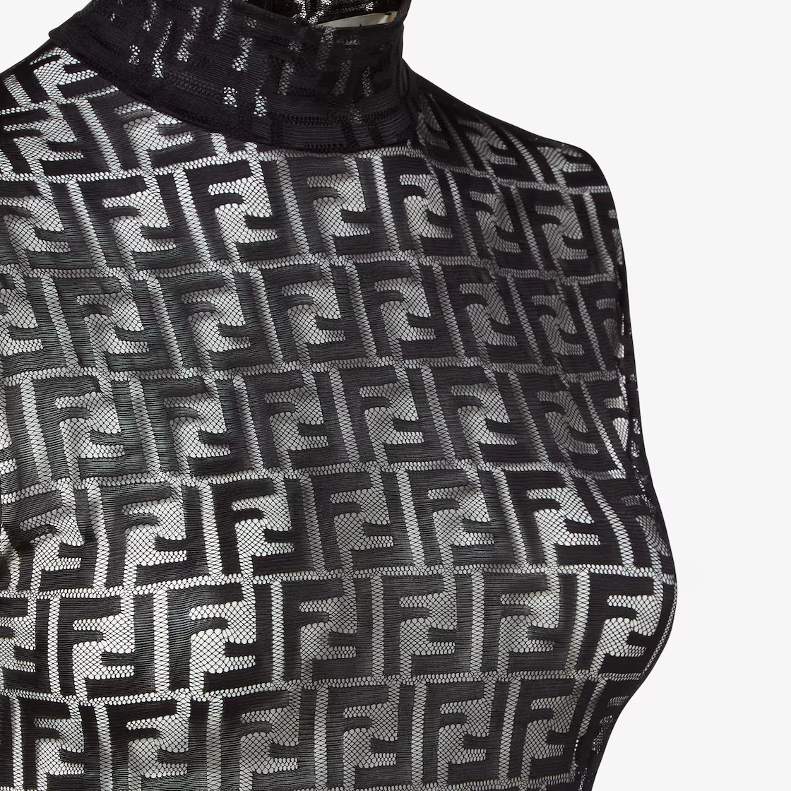 Fendi Black Ff Lace Top In Black
