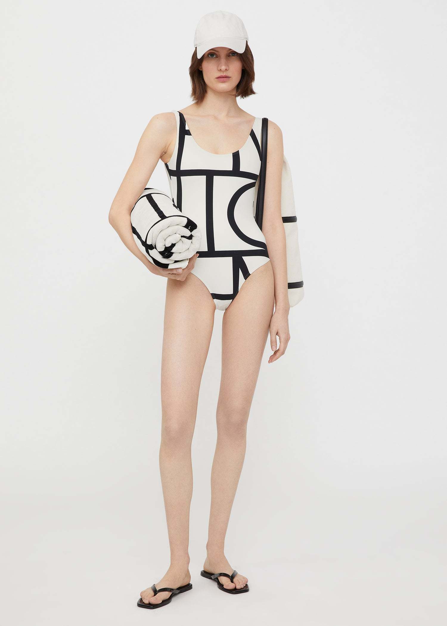 Totême Monogram Swimsuit Ecru In White