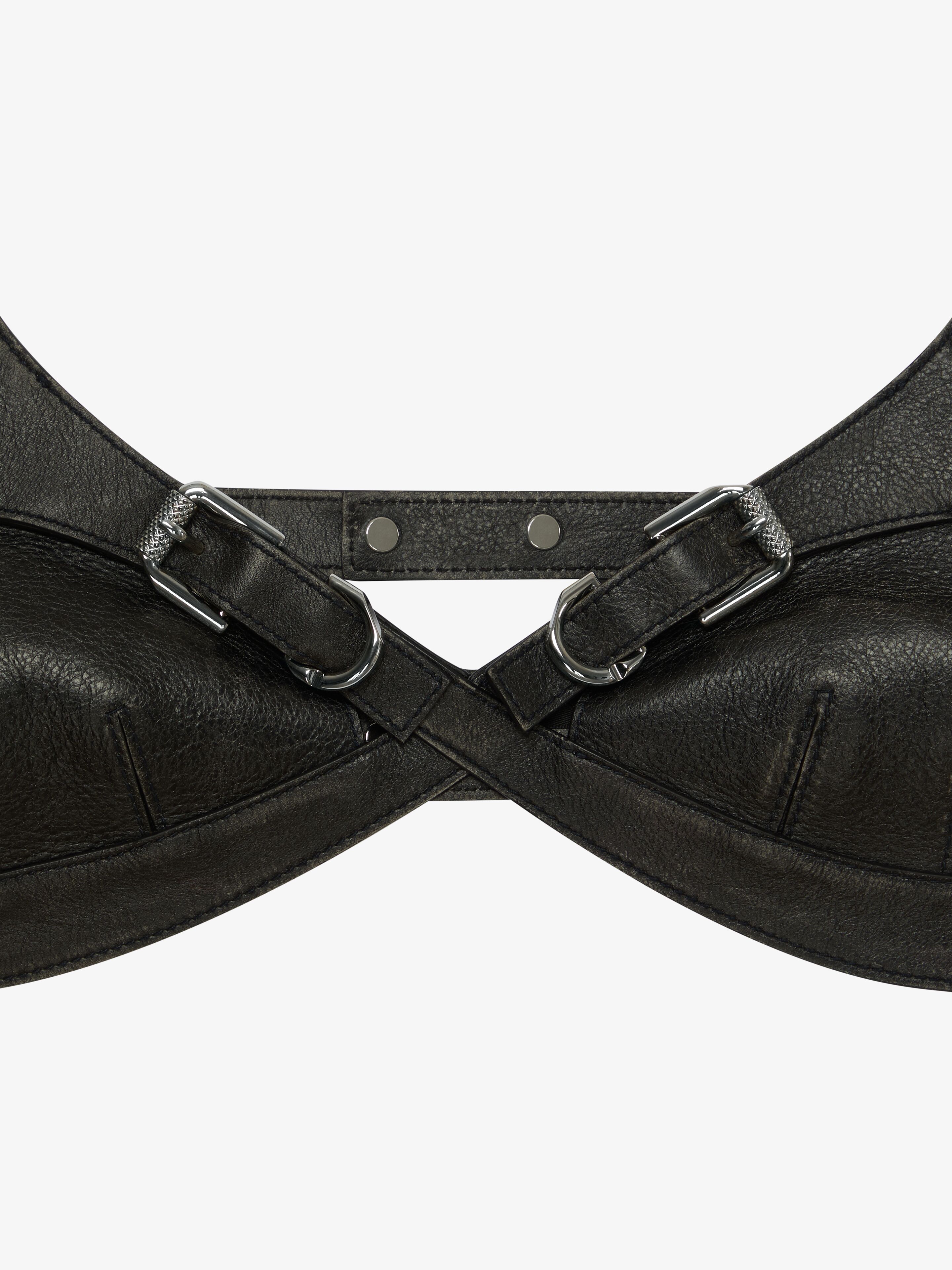 Givenchy Bra Top In Leather With Crossed Effect In Black