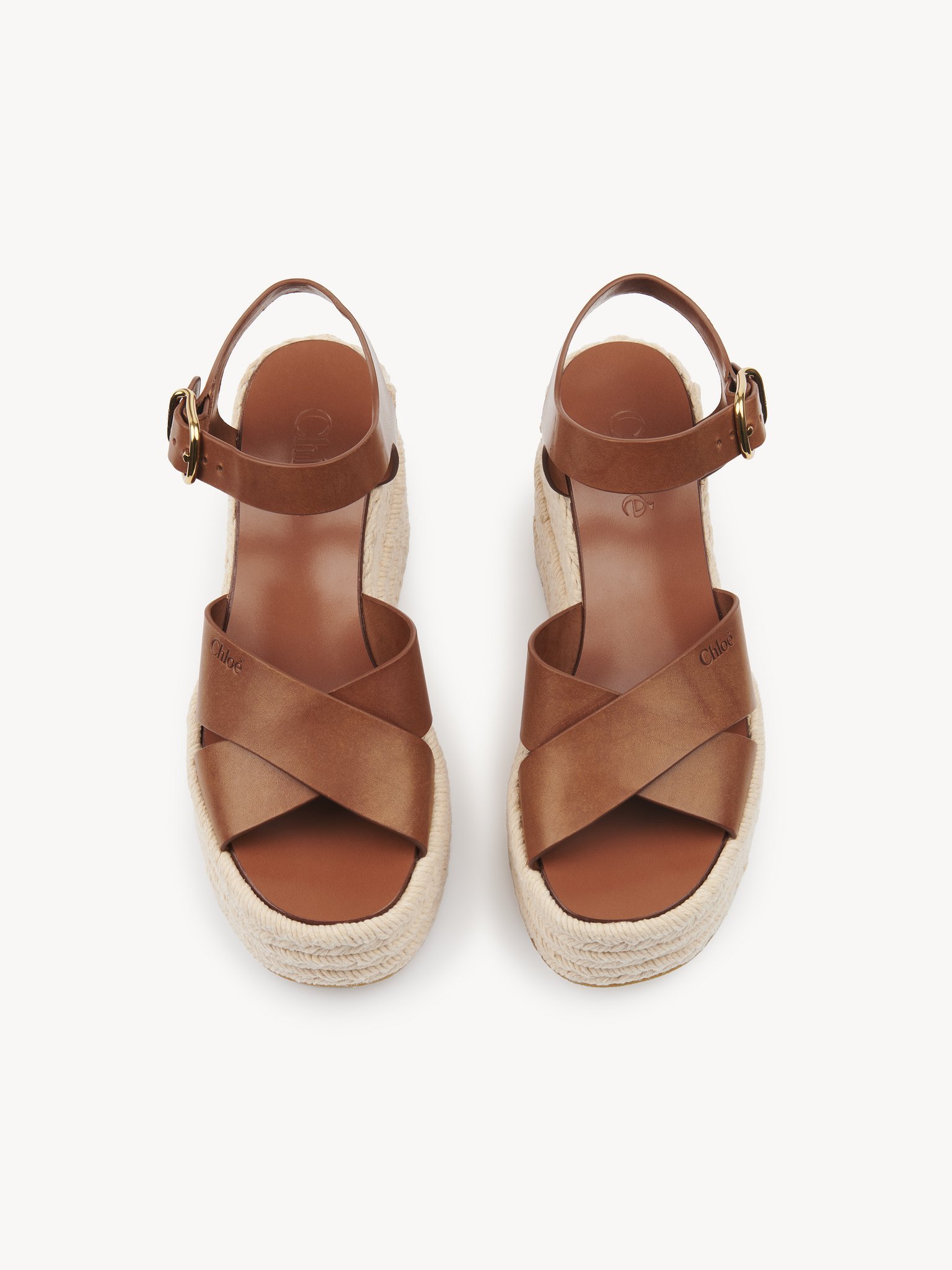 Chloé Espadrilles Compensées Isla Femme Brun Taille 36 100% Cuir De Veau