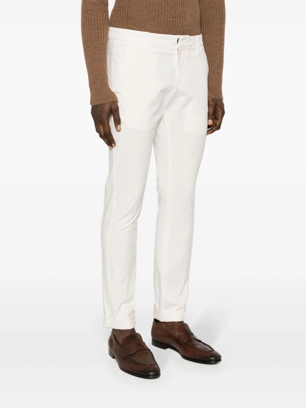 Dondup Gaubert Mid-rise Tapered Trousers In White