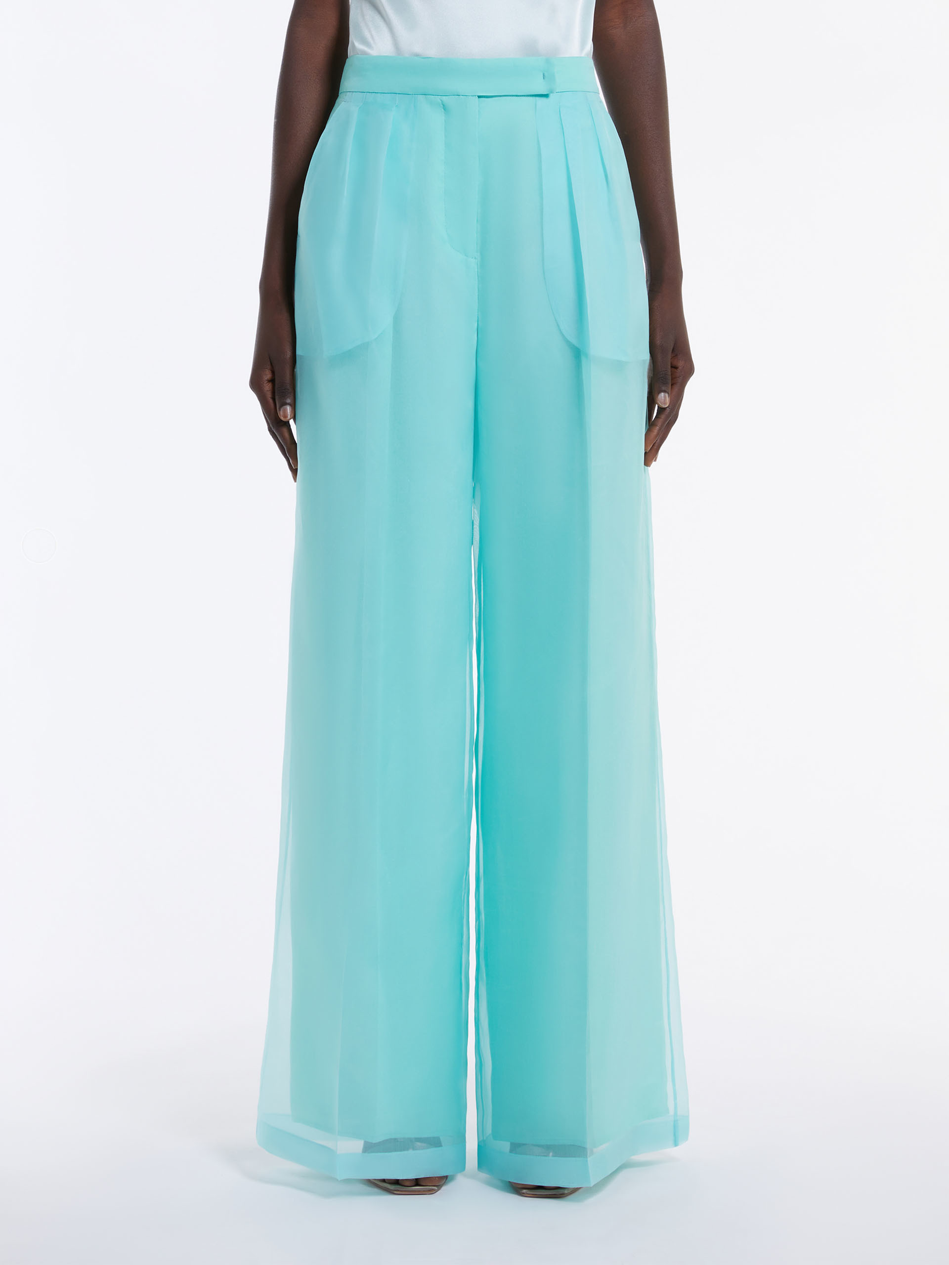 Max Mara Wide-legged Eugen Casual Pants In Blue