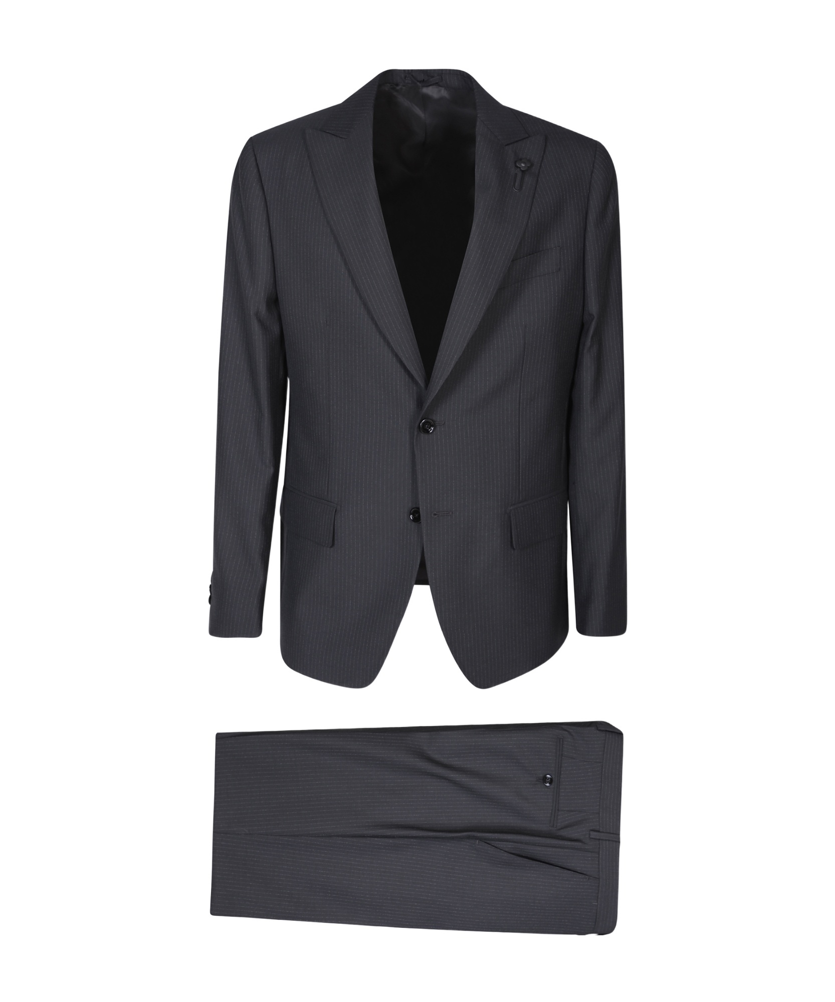 Lardini Pinstriped Single-breasted Suit In Black