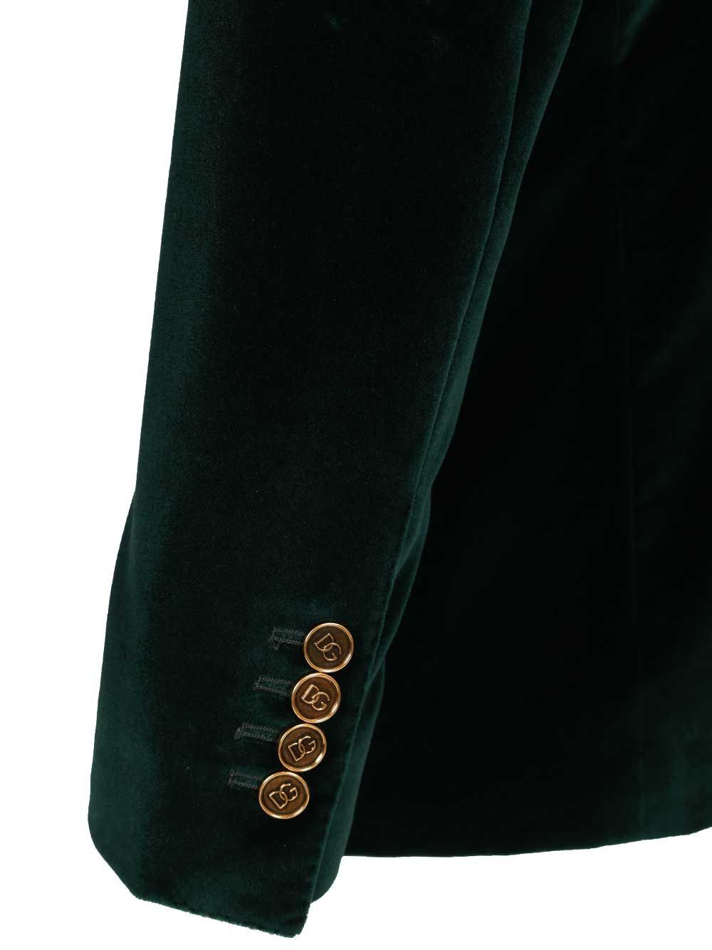Dolce & Gabbana Velvet Double-breasted Blazer In Black