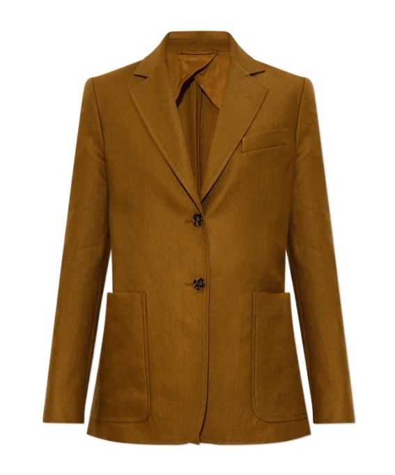 Max Mara Single-breasted Linen Blazer In Brown