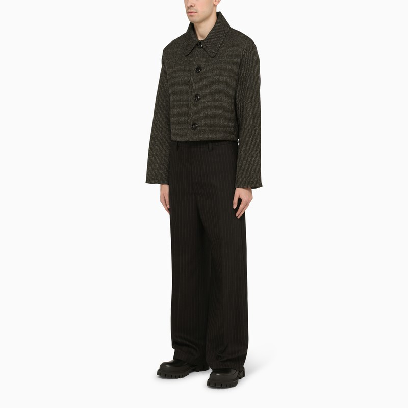 Ami Alexandre Mattiussi Textured Cropped Jacket In Black