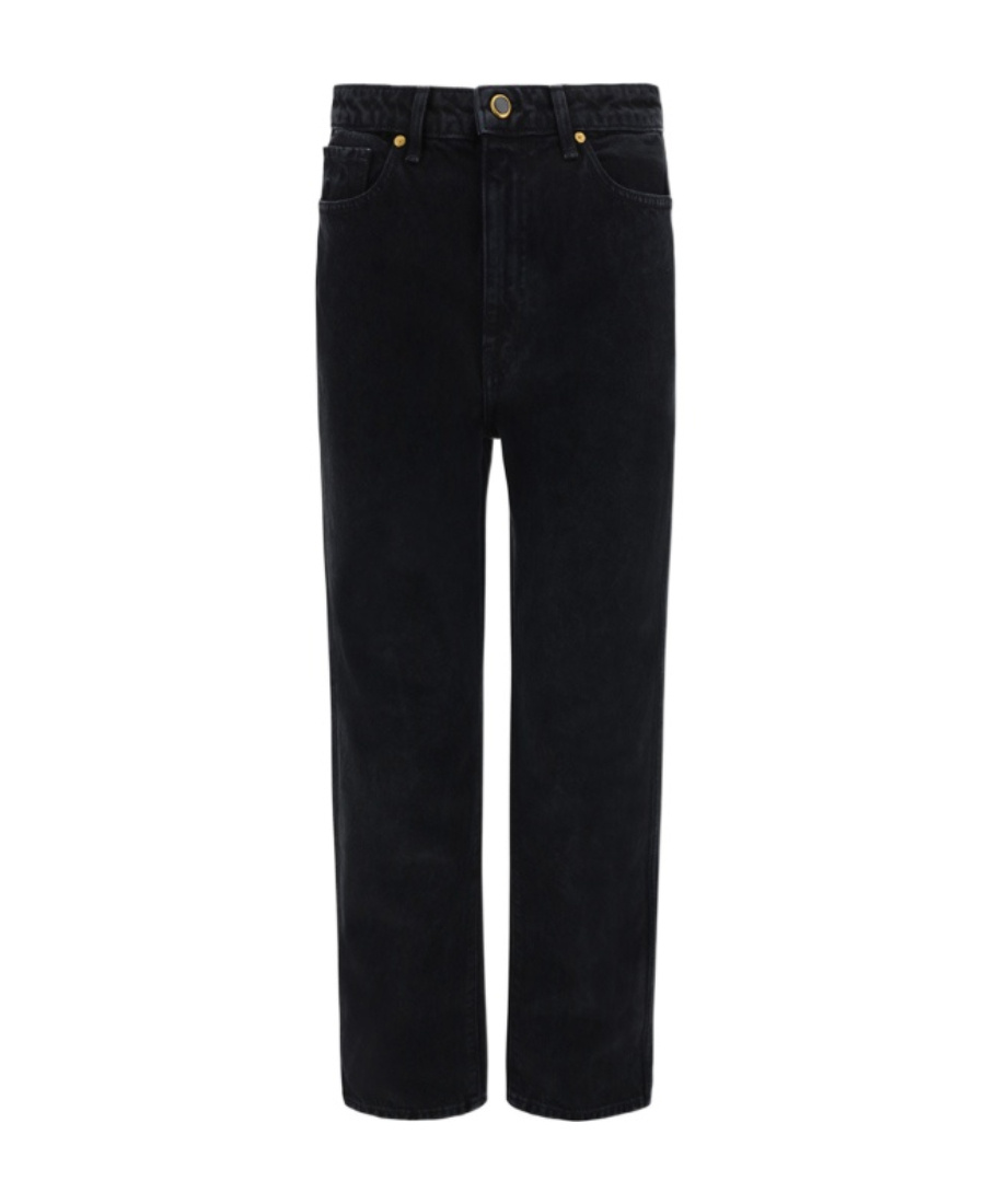 Khaite Bacall Low Rise Straight Jeans In Black