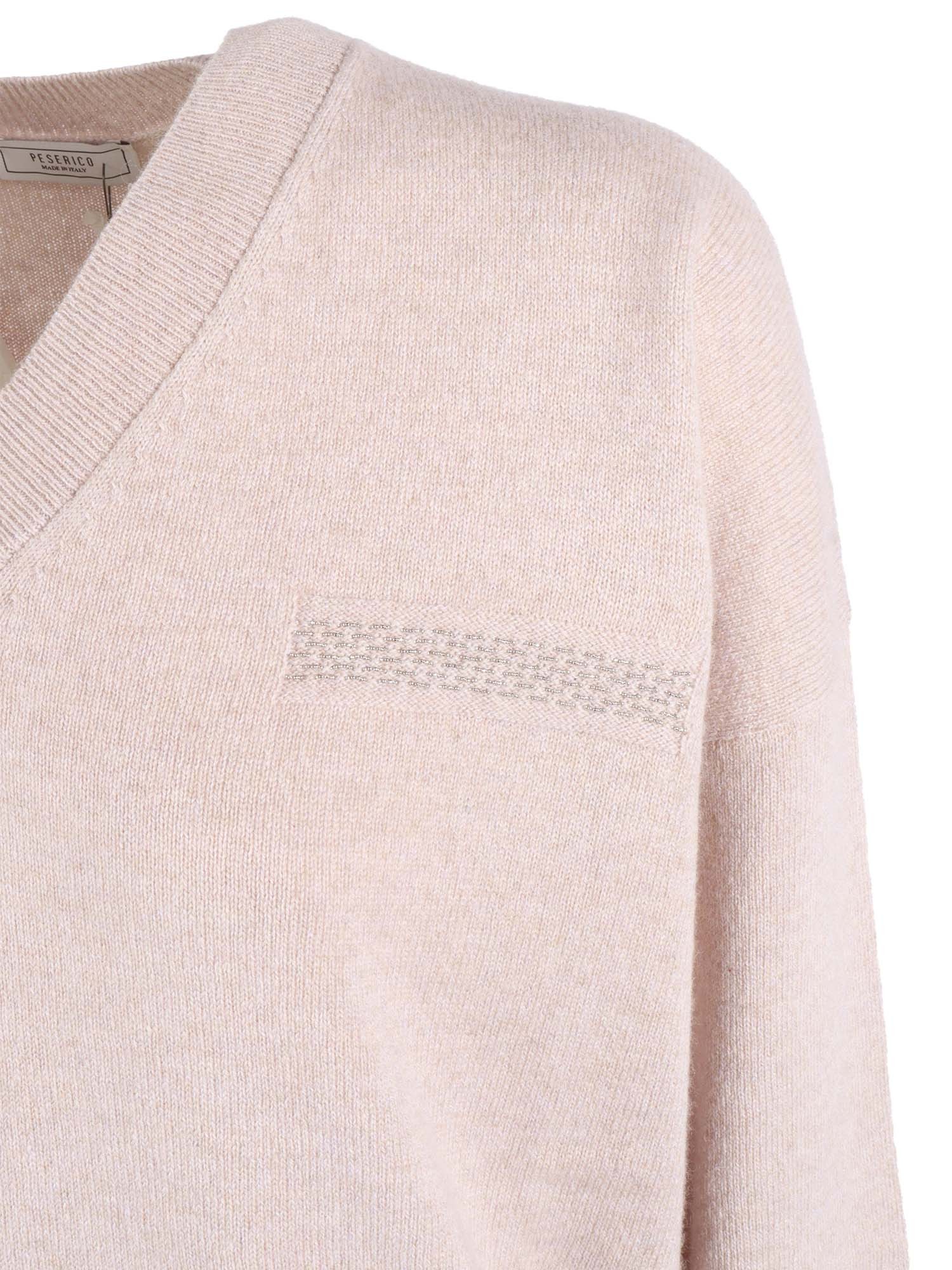 Peserico Relaxed Fit V-neck Knitted Sweater In Pink