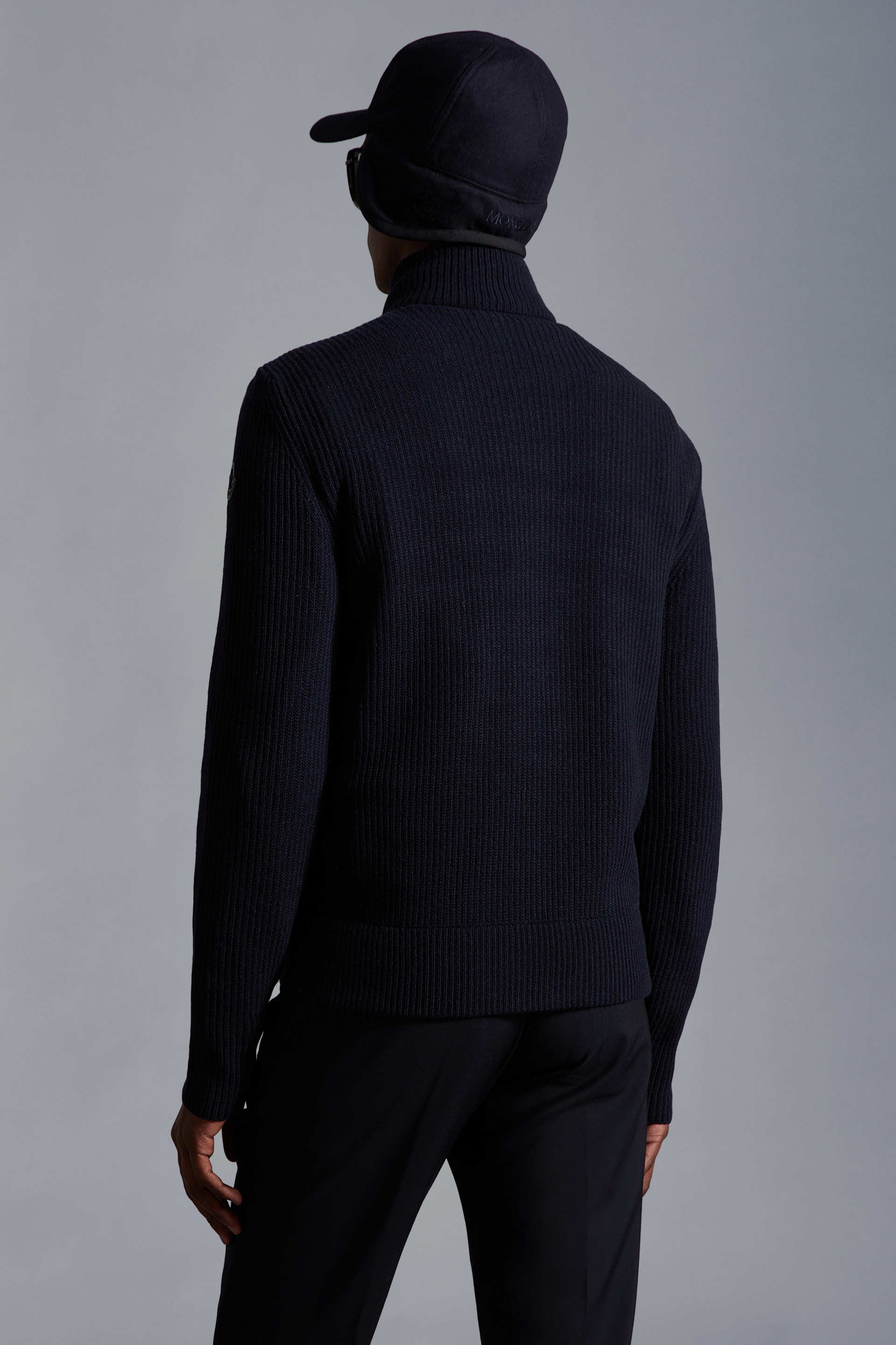 Moncler Logo-patch Zip-up Corduroy Jacket In Blue