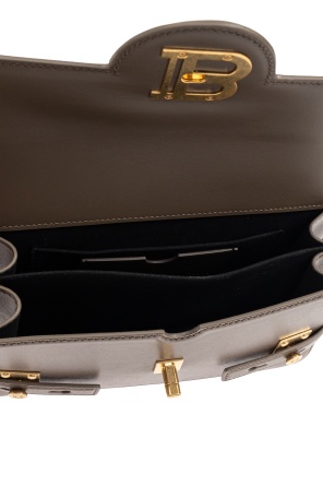 Balmain B-buzz 24 Calf Leather Top Handle Bag In Gray