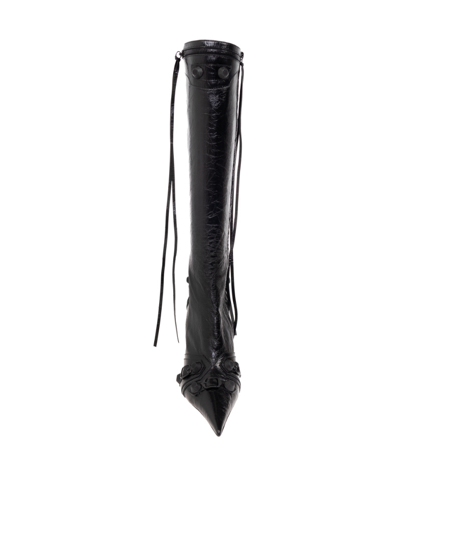 Balenciaga Cagole 90mm Leather Boots In Black