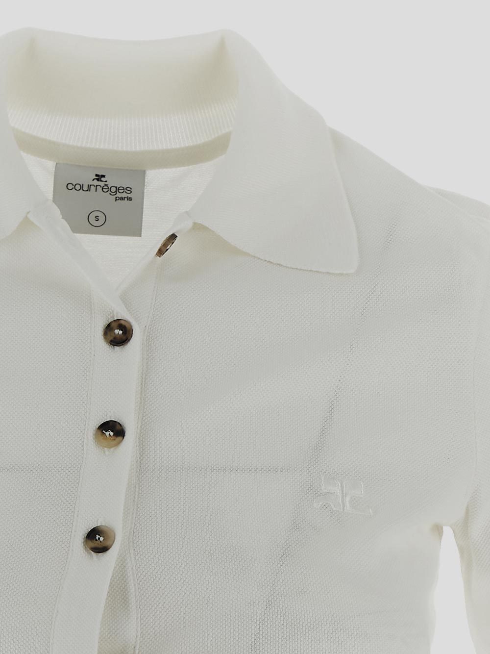 Shop Courrèges Long-sleeved Polo Shirt In Gray