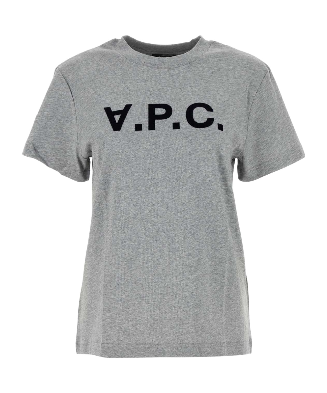 Apc Logo Print Cotton Jersey T-shirt In Gray