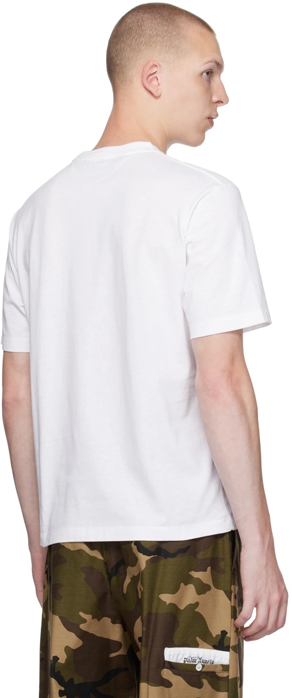 Palm Angels Logo-stripe Crew-neck T-shirt In White
