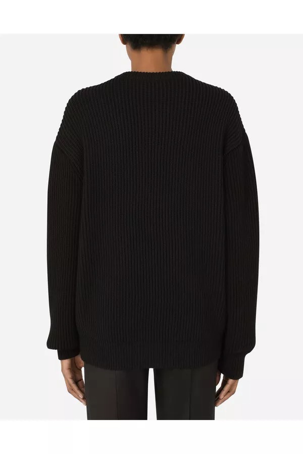 Dolce & Gabbana Logo-embroidered Wool Jumper In Black