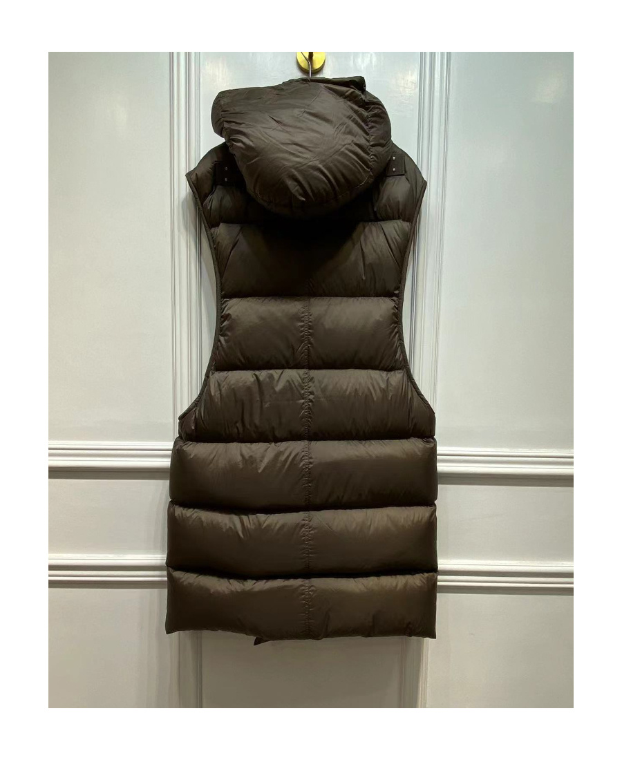 Shop Rick Owens Logo Long Sleeveless Down Jacket In Multicolor