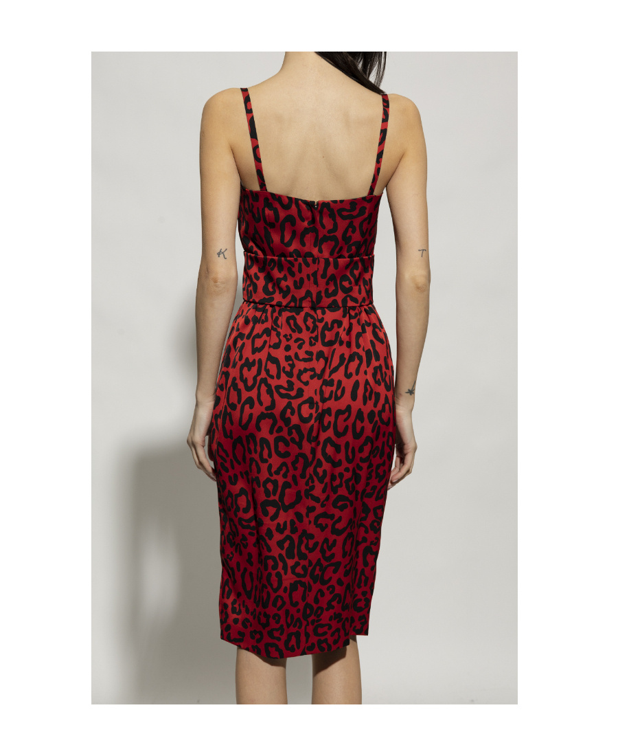 Dolce & Gabbana Leopard-print Midi Dress In Red