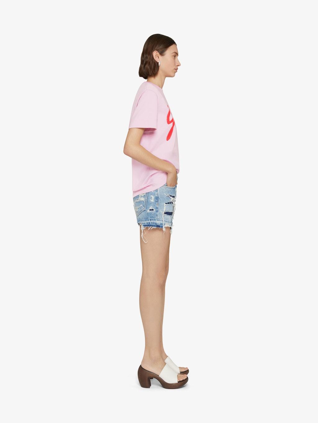 Givenchy Mini Denim Shorts With Broken Holes In Blue