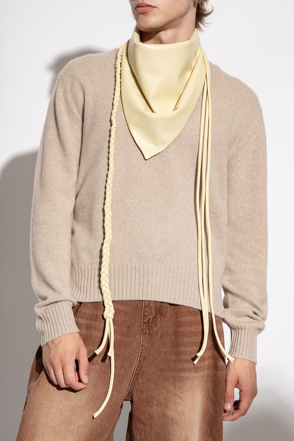 Nanushka Geometric Braided-detail Scarf In Nude