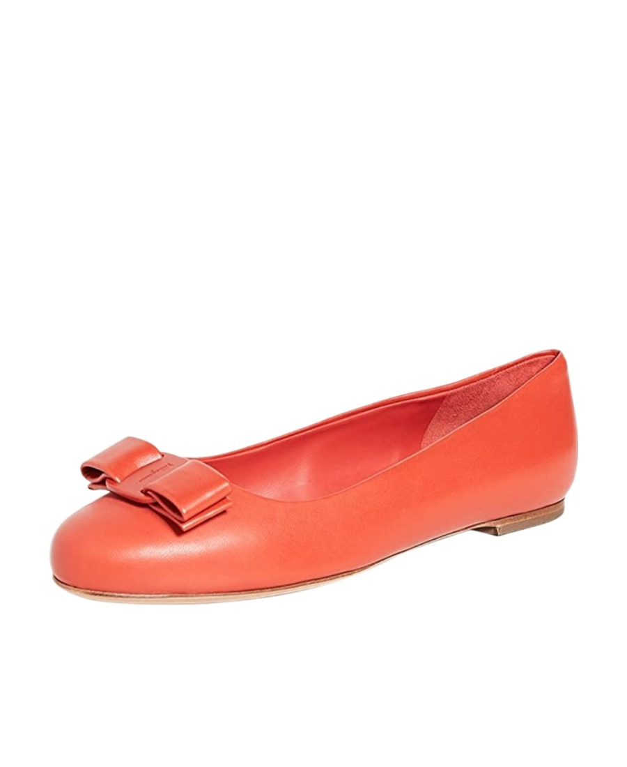 Ferragamo Woman Ballet Flats Red Size 8 Calfskin In Orange