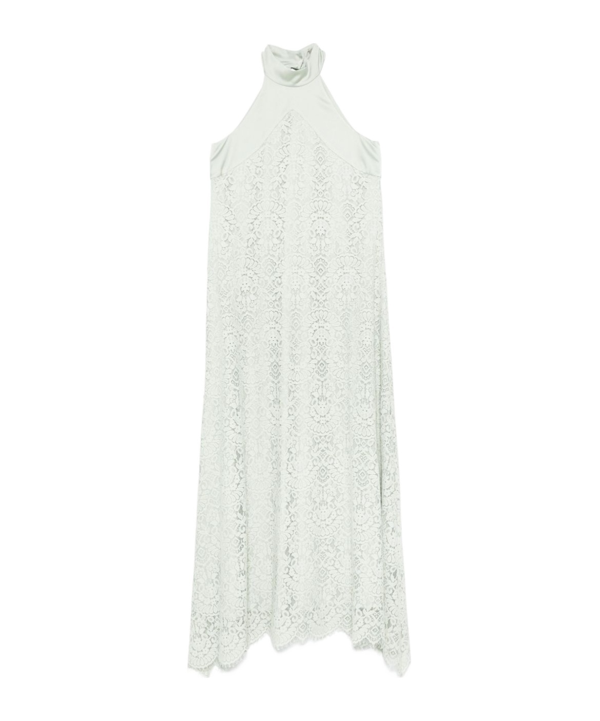 D Exterior Dexterior High Neck Lace Overlay Maxi Dress In Neutral