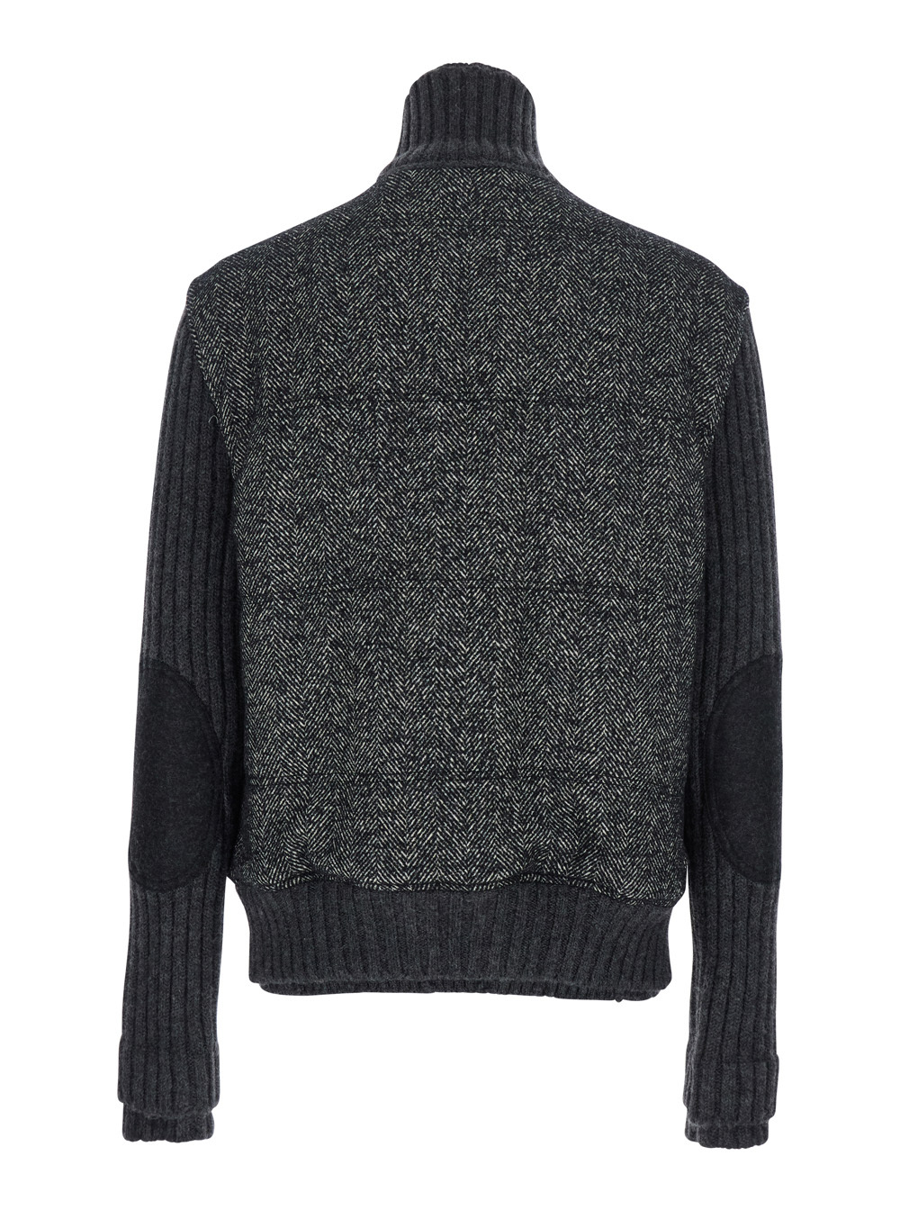 Dolce & Gabbana Herringbone-pattern Ribbed-knit Bomber Jacket In Gray