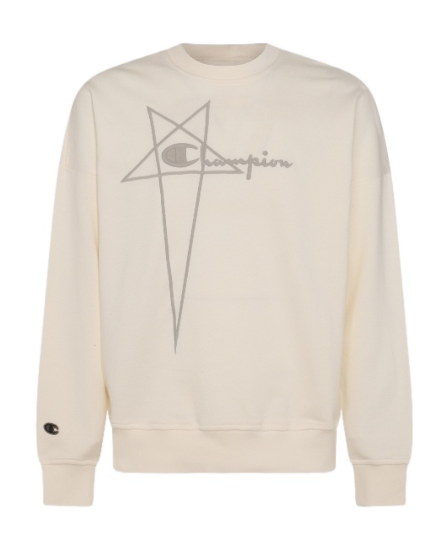 Rick Owens Embroidered-logo Cotton Sweatshirt In Nude