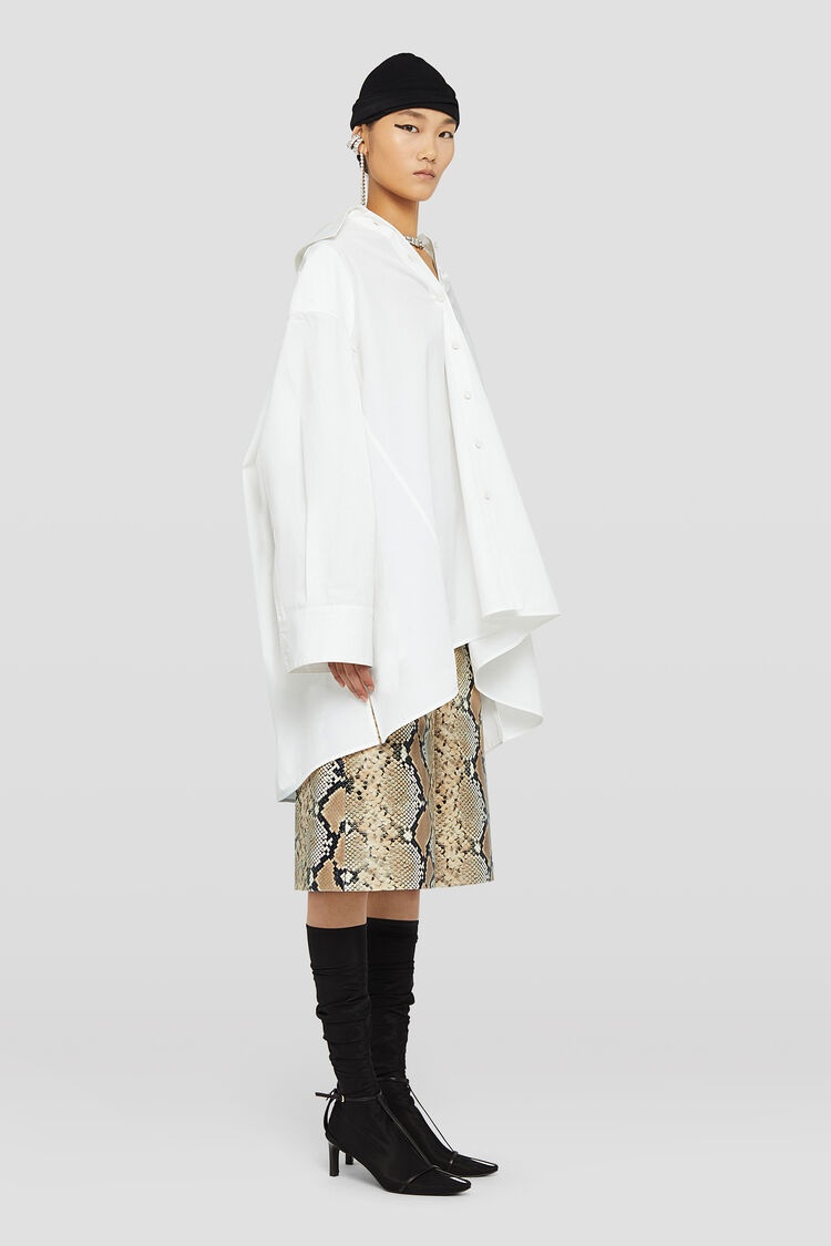 JIL SANDER PYTHON-EFFECT LEATHER BERMUDA SHORTS