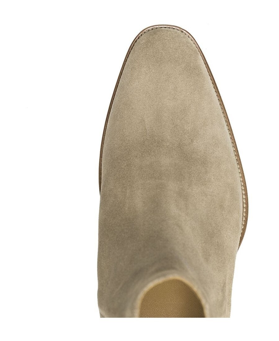Saint Laurent Wyatt 30 Light Brown Suede Ankle Boot In Nude