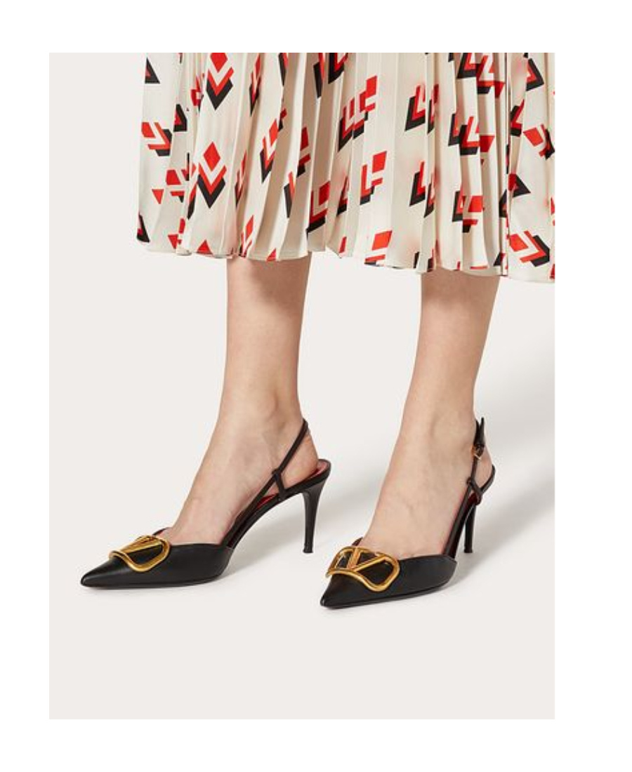 Valentino Garavani Vlogo Signature Satin Slingback Pumps 80mm Woman Black 40.5 In Black